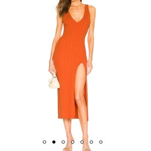 Michael Costello x REVOLVE Variegated Rib Bodycon Dress in Blood Orange